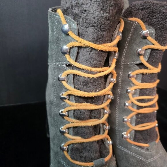 Marc Fisher Denise Boot in Dark Gray Leather Sherpa 9 - Picture 5 of 12